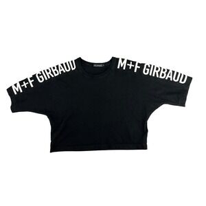 Marithe Francois Girbaud Black Cropped Batwing Streetwear T-Shirt Women S Logo